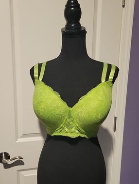 Ashley Stewart Lime Green Lace Longline Bra